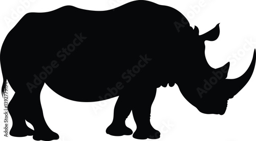 Rhino black silhouette vector,Rhino animal vector