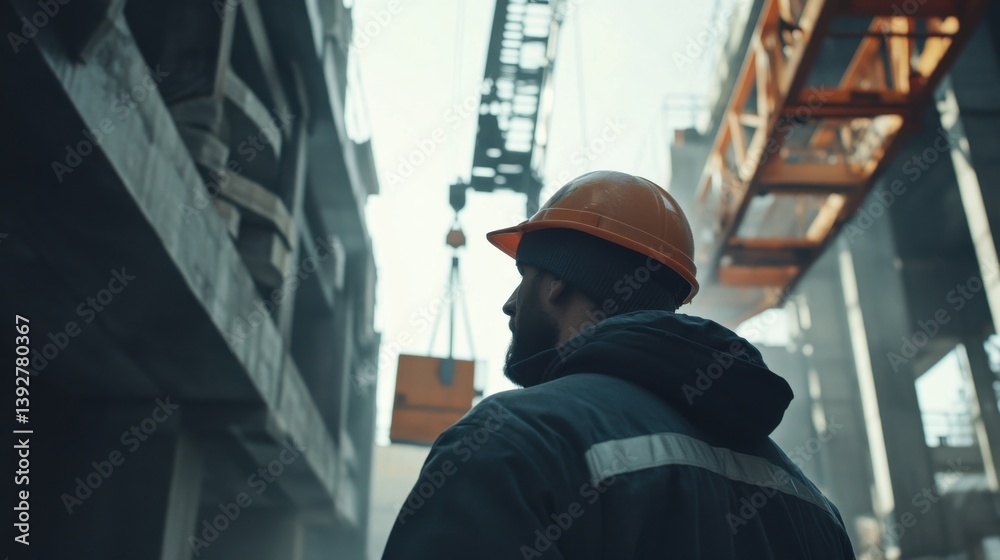 A crane operator directing a heavy load at the site. Featuring control and precision A crane operator directing a heavy load at the site. Featuring control and precision