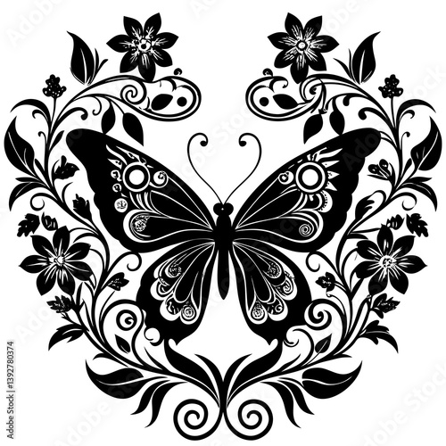 Flying butterflies silhouette black set isolated on white background. Set of butterfly in flight silhouettes. Set of butterflies. Butterfly silhouette icons set. Butterfly tattoo silhouettes.