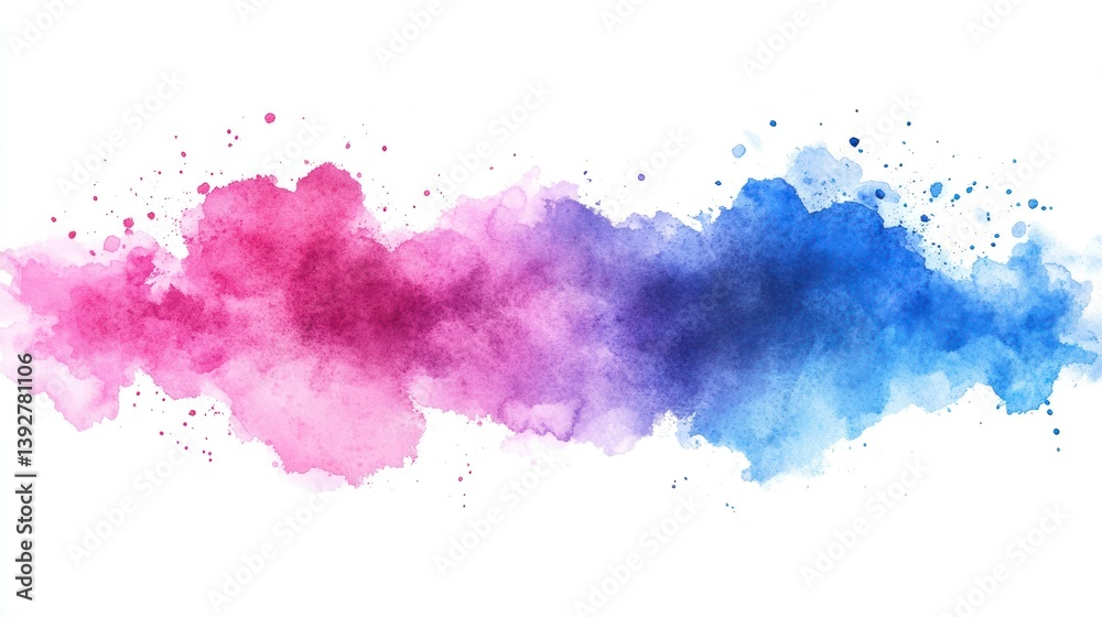 Fototapeta premium Abstract watercolor wash in pink, purple, and blue.