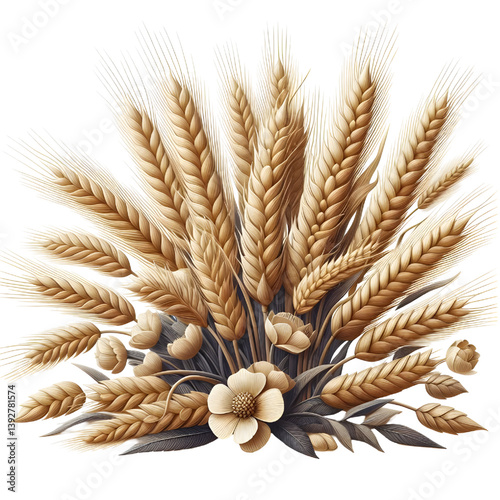 Ripe ears of wheat isolated on white background