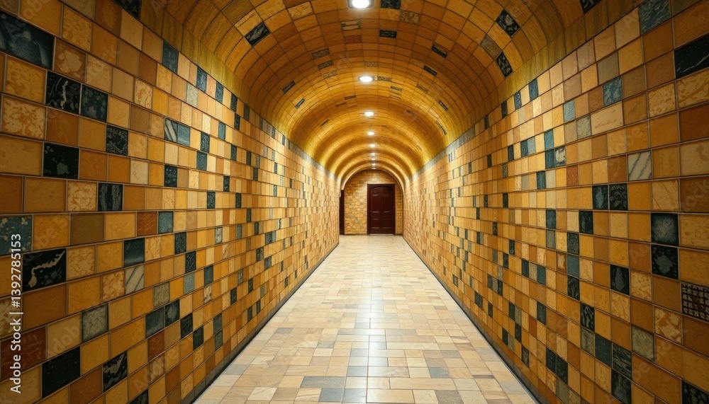 Fototapeta premium Intricate Tilework A Spiraling Hallway Design