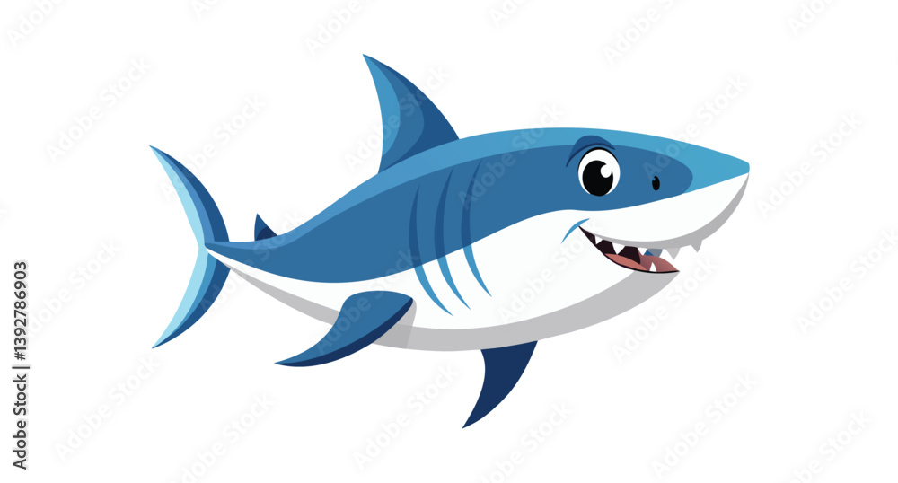 Obraz premium Cheerful Cartoon Shark Illustration for Kids