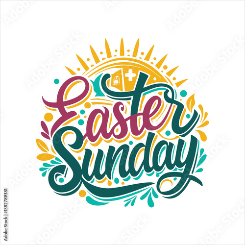 easter sunday silhouette vector art illustration