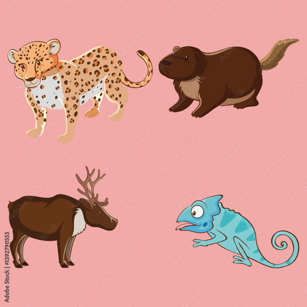 Cute and Funny Cartoon Animal Characters in a Colorful Vector Set Cute and Funny Cartoon Animal Characters in a Colorful Vector Set