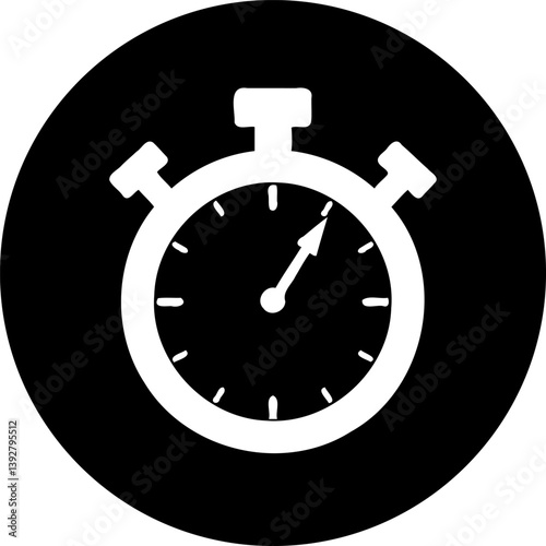 Minimalist Stopwatch Icon Against Solid Black Background Symbolizing Timeliness