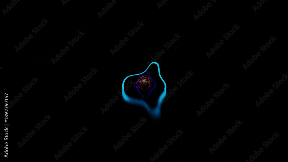 endless forward movement inside a dark tunnel of multi-colored abstract uneven rings. 3d render looped animation.