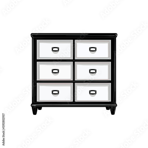 Cabinet, furniture, vector, transparent background, black and white style
