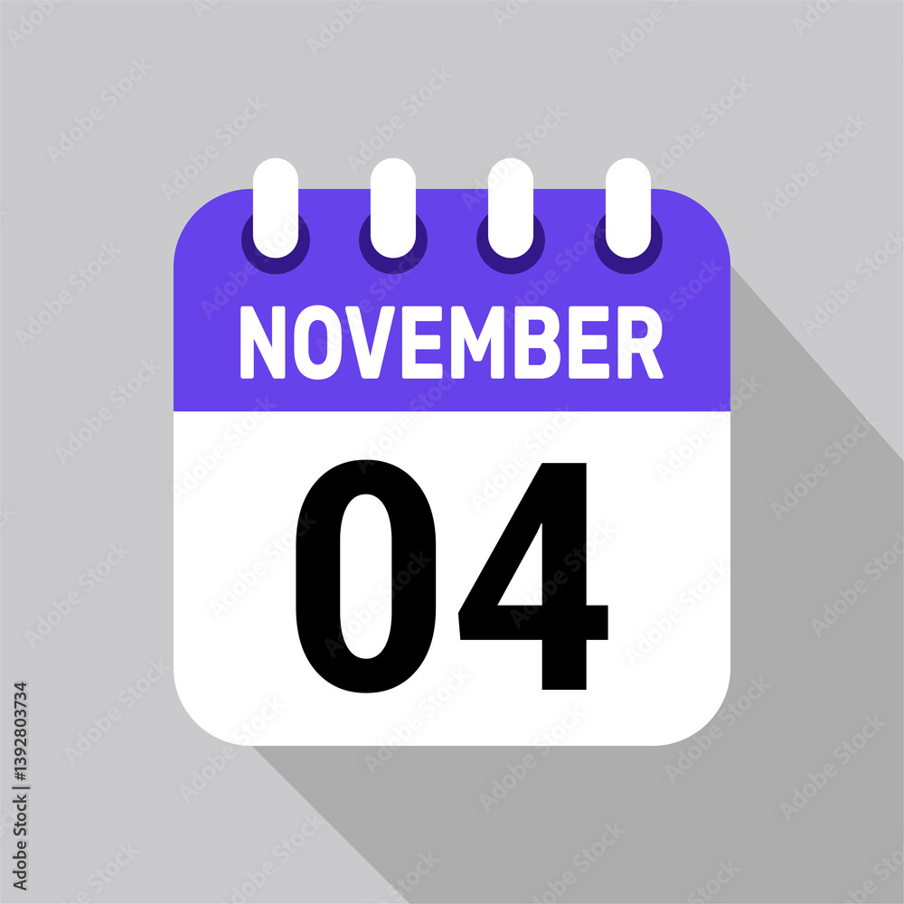 calendar 4 november icon vector date background. Vector schedule symbol. calendar 4 november icon vector date background. Vector schedule symbol.