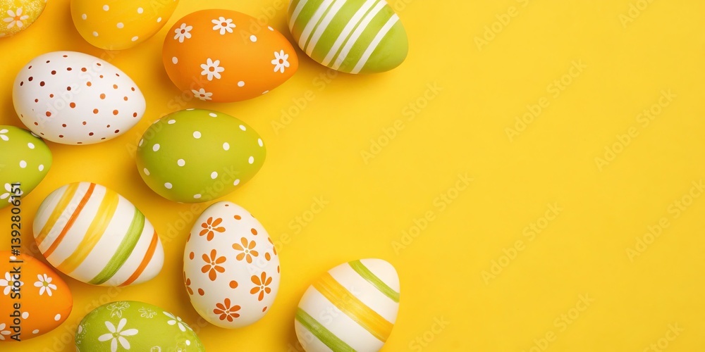 Fototapeta premium Colorful Easter Eggs on Yellow