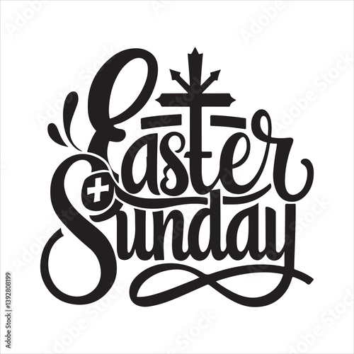 easter sunday silhouette vector art illustration