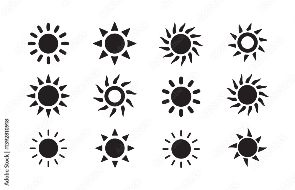 Set of sun icons vector illustration eps 10 Set of sun icons vector illustration eps 10