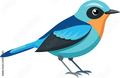 Beautiful bird opal flycatcher vector illustration 