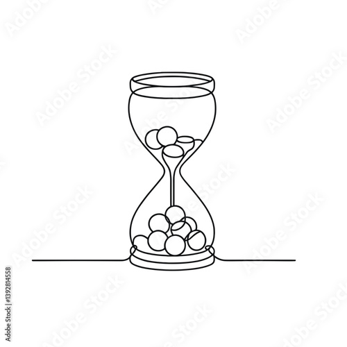Hourglass filled with hockey pucks in minimalist vector style.