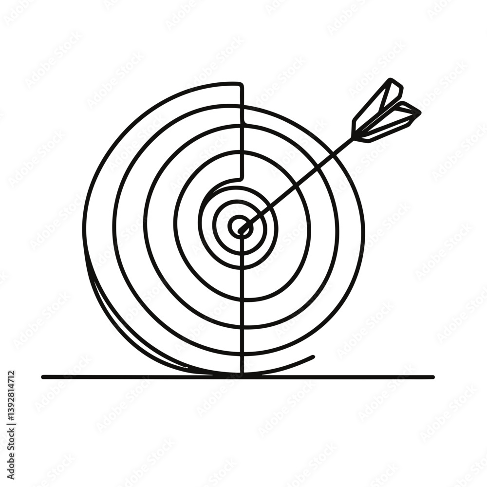 Bullseye with Arrow Hitting Target in Minimalist Style Bullseye with Arrow Hitting Target in Minimalist Style