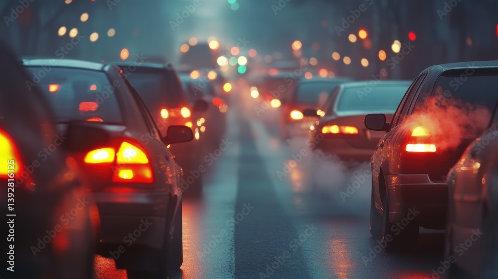 Air pollution caused by car waste gas.