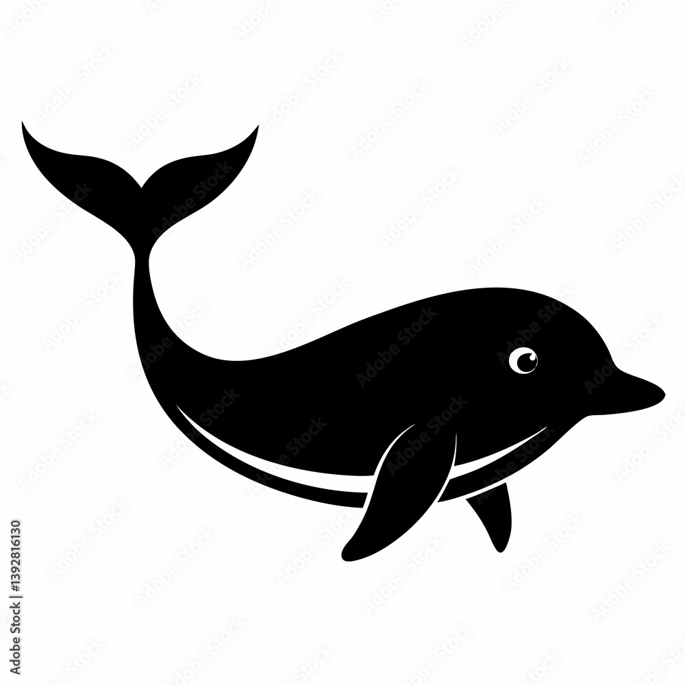 Naklejka premium Elegant Black Whale Silhouette Vector Design
