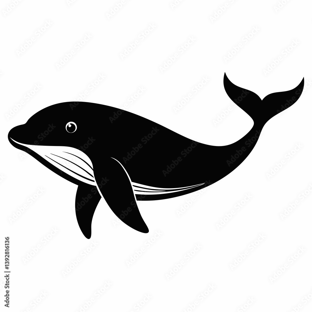 Obraz premium Elegant Black Whale Silhouette Vector Design