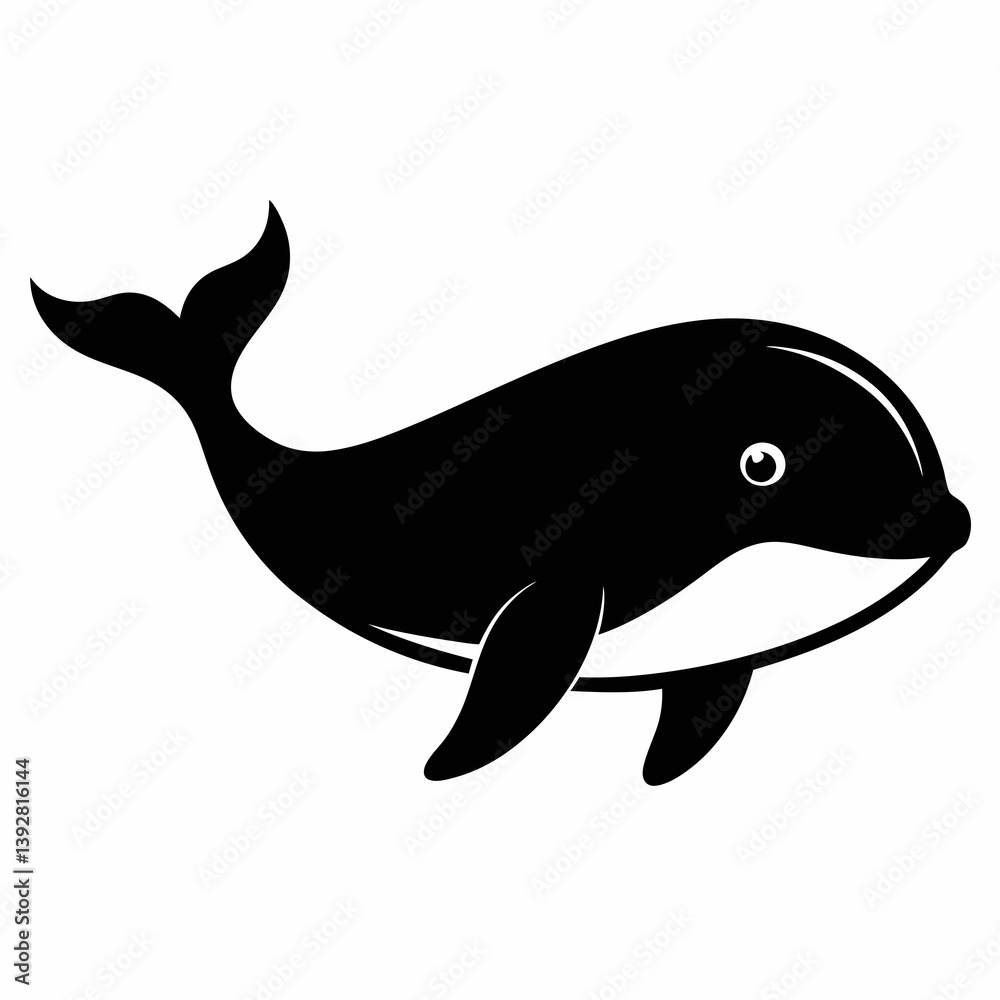Naklejka premium Elegant Black Whale Silhouette Vector Design