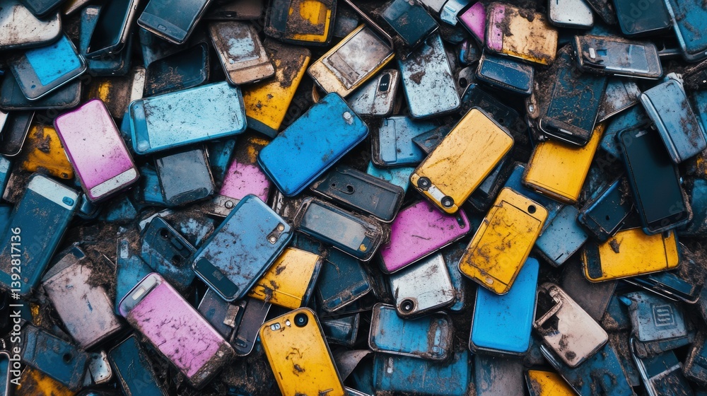 Electronic waste closeup view.
