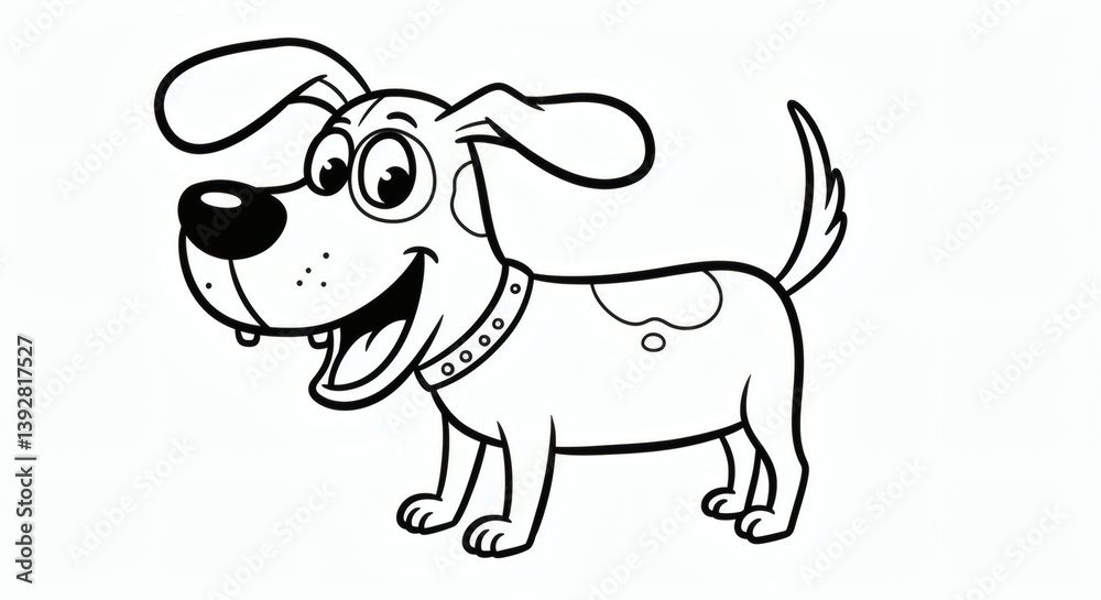 Naklejka premium dog cartoon outline isolated on white background - for coloring page