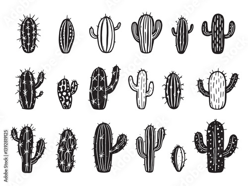Cactus pad line art 