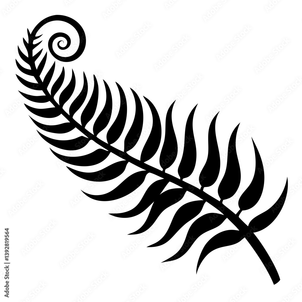 Fototapeta premium Fern leaf swirl silhouette