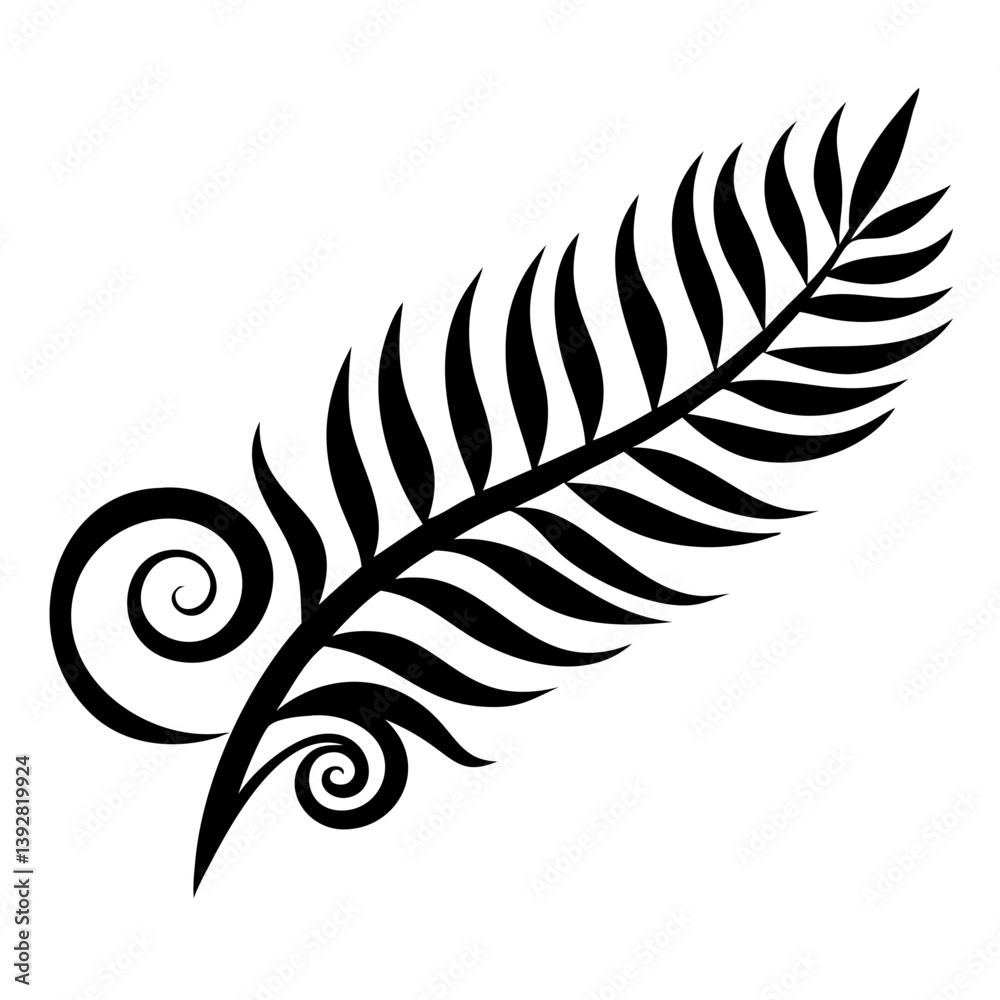 Obraz premium Fern leaf swirl silhouette