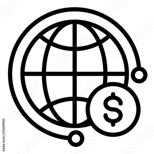 Globe With Financial  Icon Element For Design	