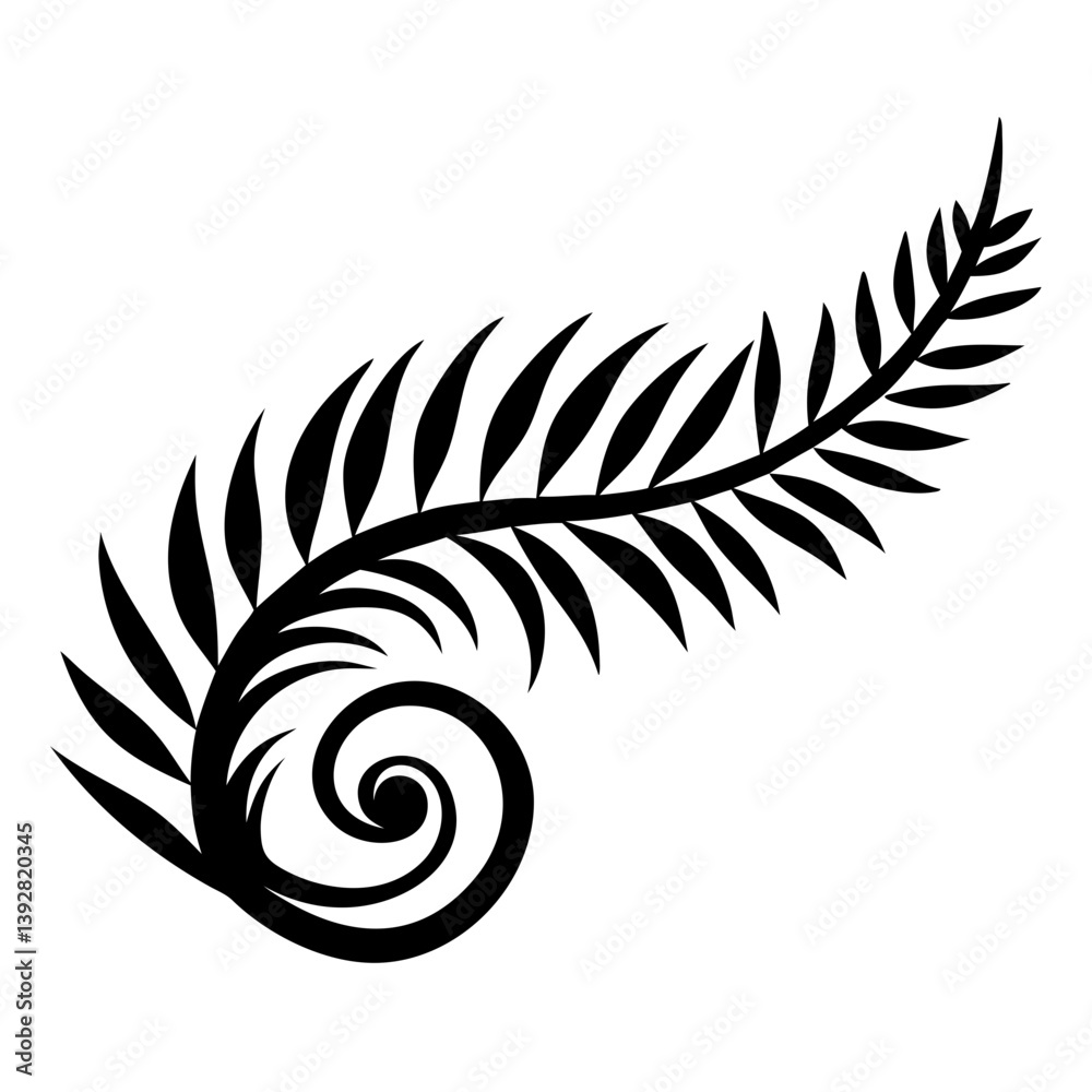 Obraz premium Fern leaf swirl silhouette
