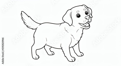 dog cartoon outline isolated on white background - for coloring page