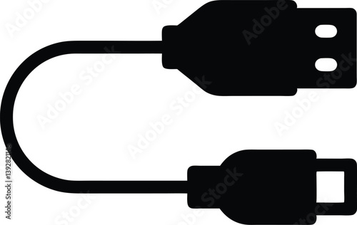 usb cable silhouette vector,plug isolated