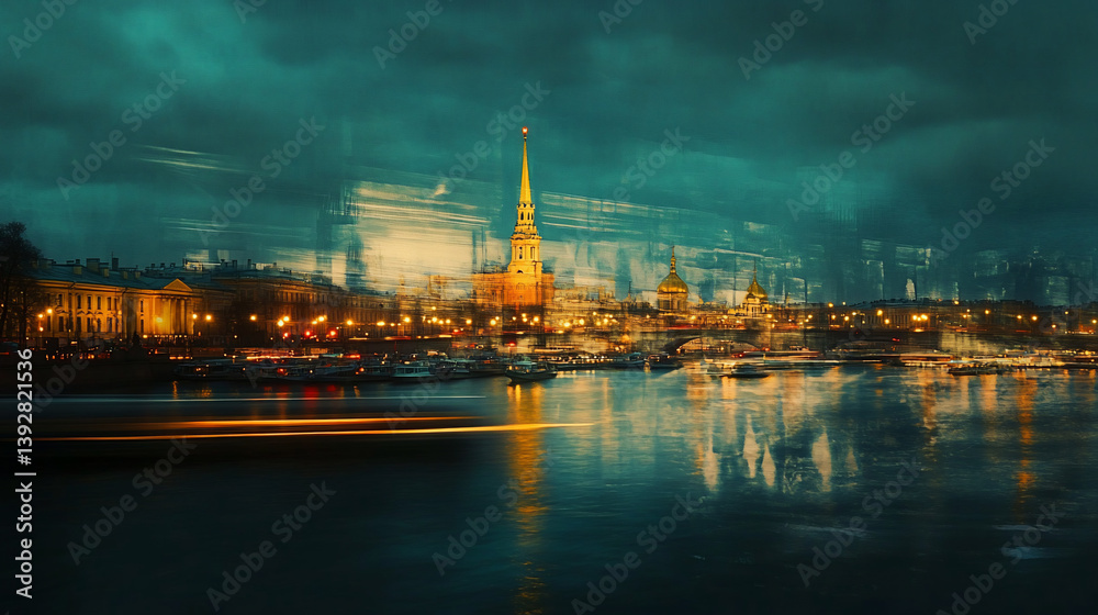 Naklejka premium Cityscape Evening Glow