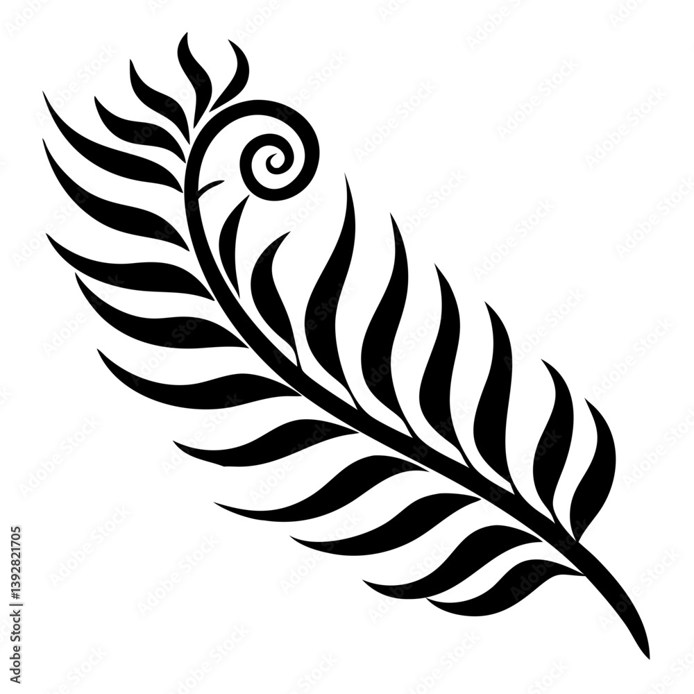 Obraz premium Fern leaf swirl silhouette