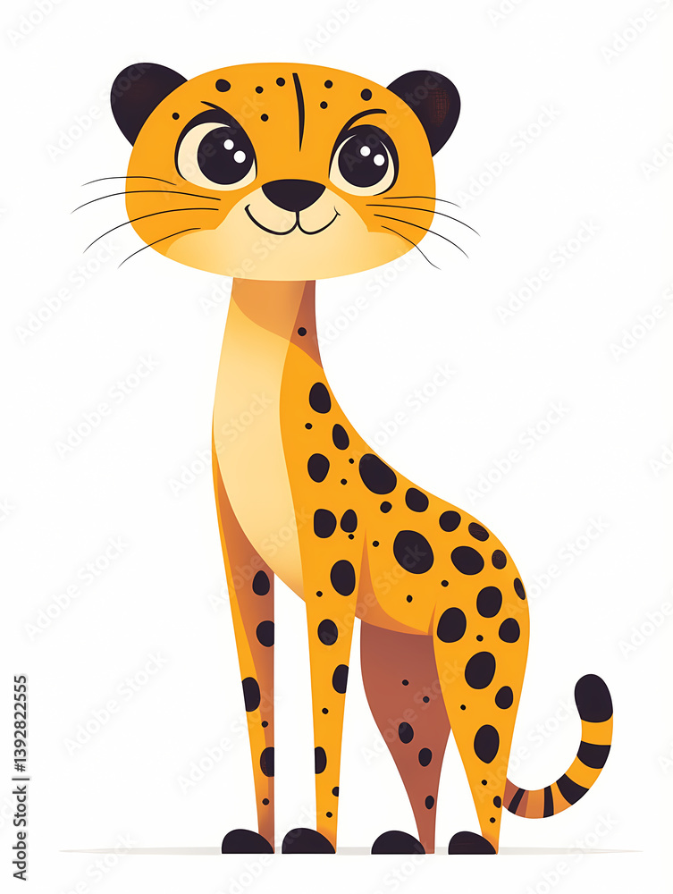 Fototapeta premium Cartoon Cheetah Sitting Gracefully