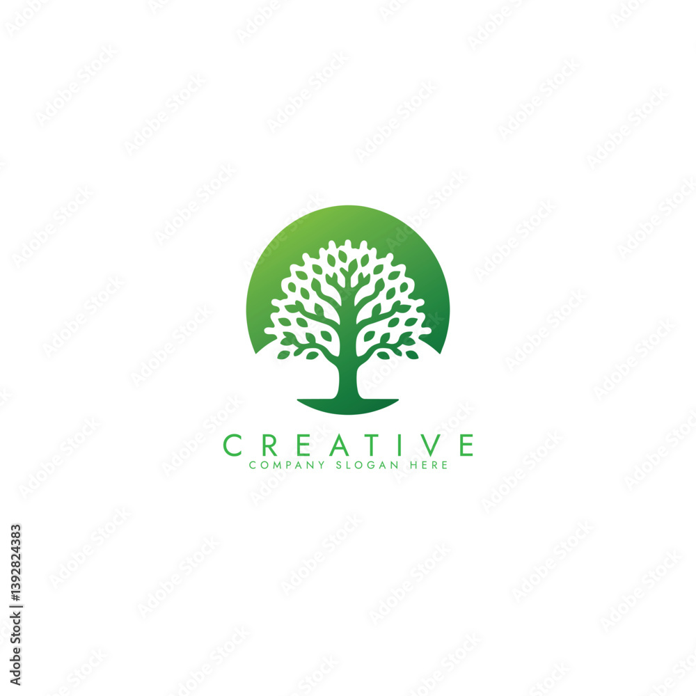 Obraz premium Oak Tree Logo,Big tree logo,Vector silhouette of a tree