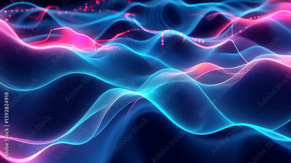 Abstract Colorful Waves with Glowing Lines and Dots in Motion Abstract Colorful Waves with Glowing Lines and Dots in Motion