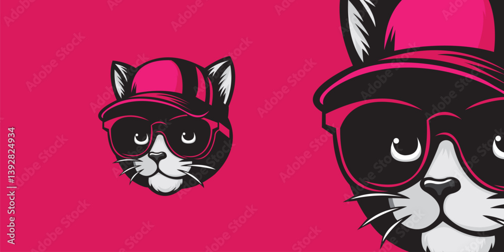 Obraz premium Fierce Cat Mascot Logo – Sleek Vector Design