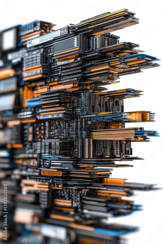 Electronic waste closeup view.