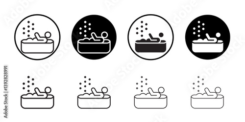 Man relaxing in jacuzzi icon vector logo set collection for web app ui