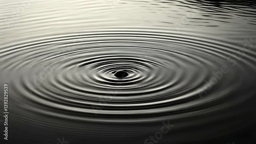 Rippling water surface with a central disturbance creating circular waves in a serene environment
