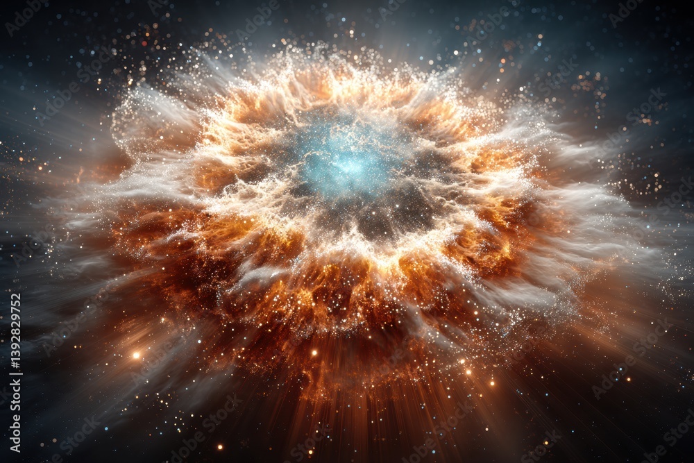 Fototapeta premium Dazzling Orange and White Light Explosion Capturing the Essence of Space Exploration and Innovative Technology