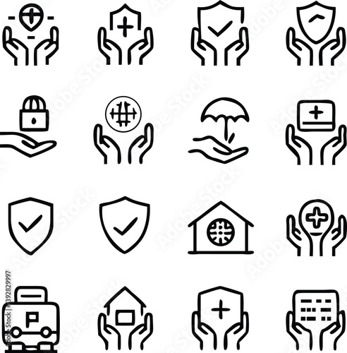 Insurance Icon Pack Vector | Protection, Policy & Coverage Line Icons