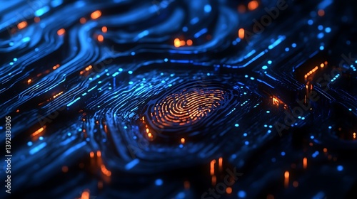 privacy focused kyc process showing fingerprint biometric authentication system validating identity in safe digital infrastructure designed for fintech and access control