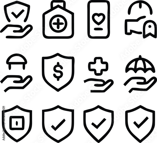 Insurance Icon Pack Vector | Protection, Policy & Coverage Line Icons