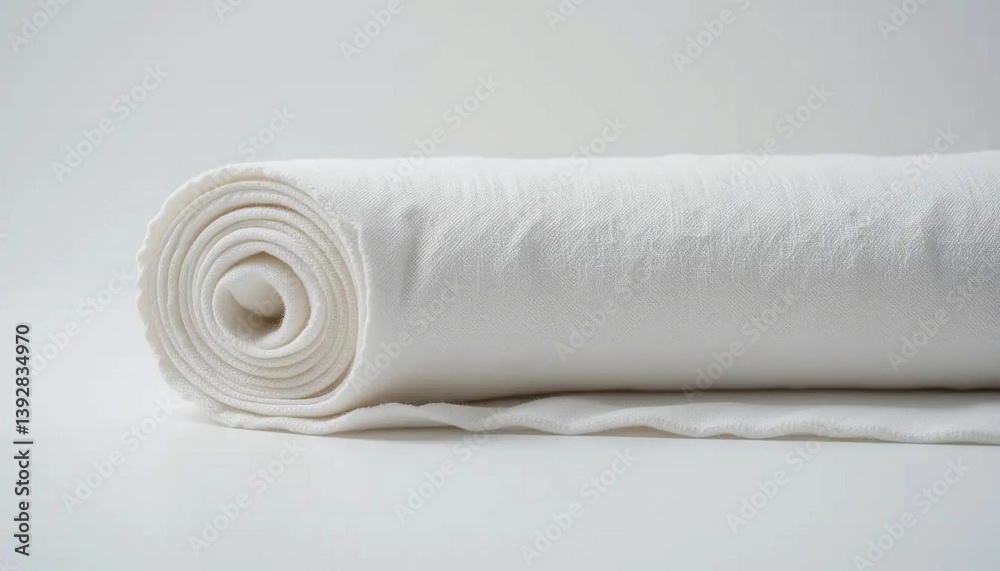 Fototapeta premium White Linen Fabric Roll: Soft, Luxurious Texture, Perfect for Sewing and Crafting Projects