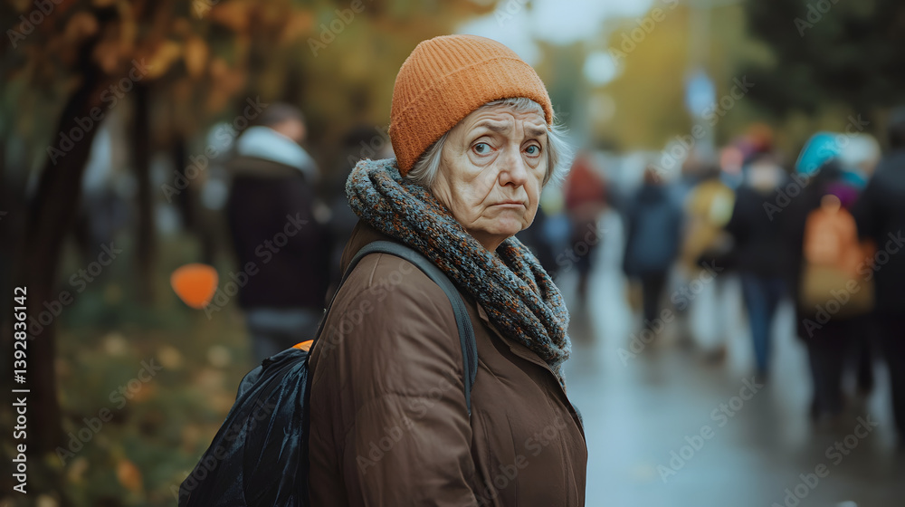 waiting in a long line with an exhausted and unenthusiastic expression waiting in a long line with an exhausted and unenthusiastic expression