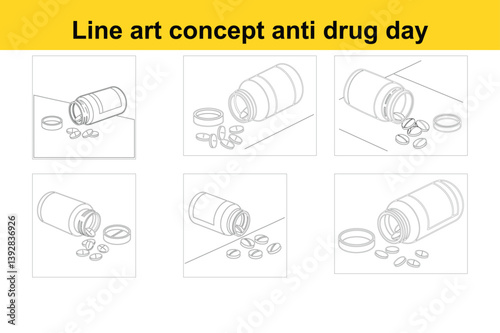 International Anti-Drug Day Awareness Line Art Concept