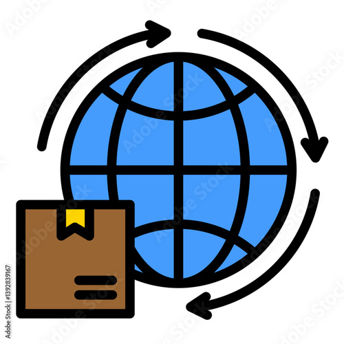International Shipping  Icon Element For Design	