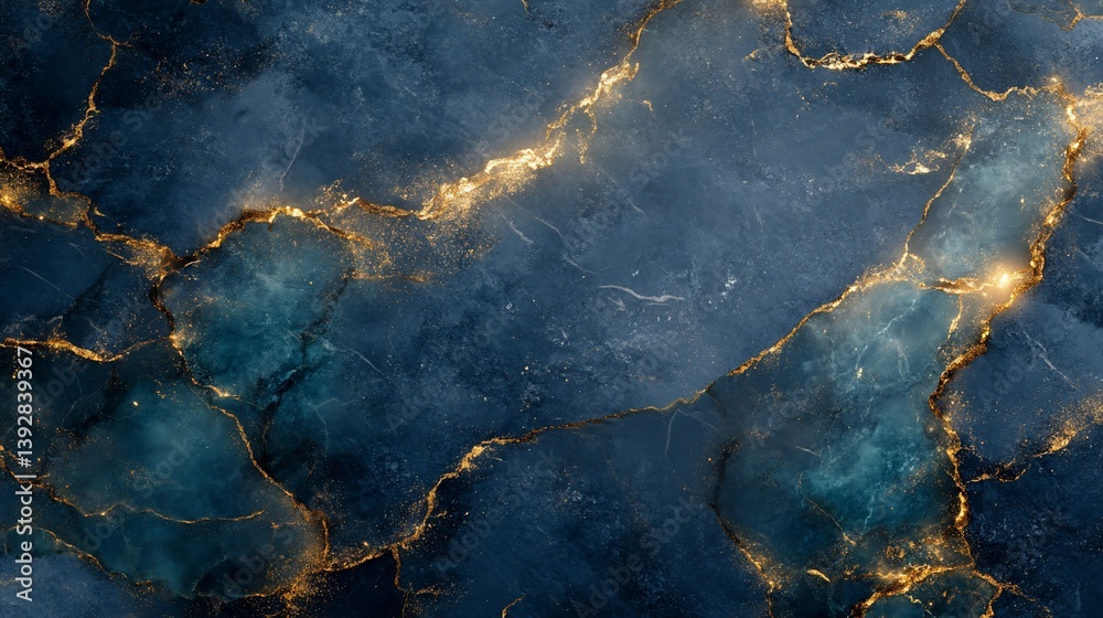 Fototapeta premium Deep Blue Marble Texture with Gilded Veins, Luxurious Elegant Background